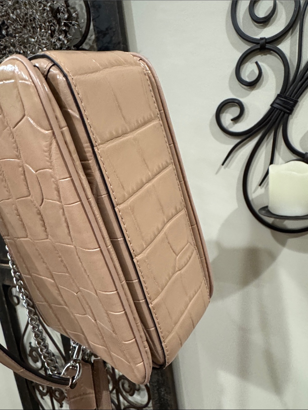 Coach Cassie Croc-Embossed Leather Crossbody with Silver Chain - Picture 8 of 8